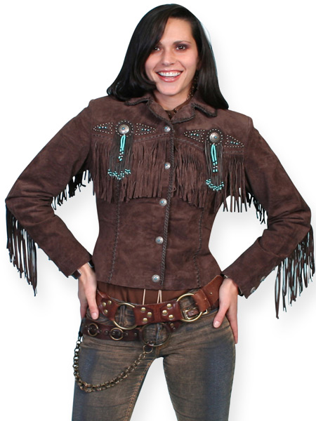 Fawn Fringe Jacket - Boar Suede Leather - Chocolate